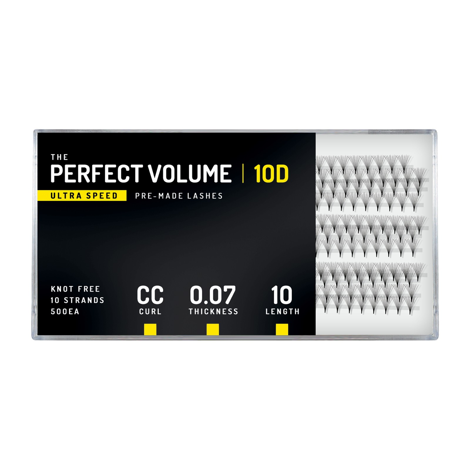 Perfect volume, ultrasnelheid -  500 stuks premade 10D -  10 mm, CC, 0,07 mm