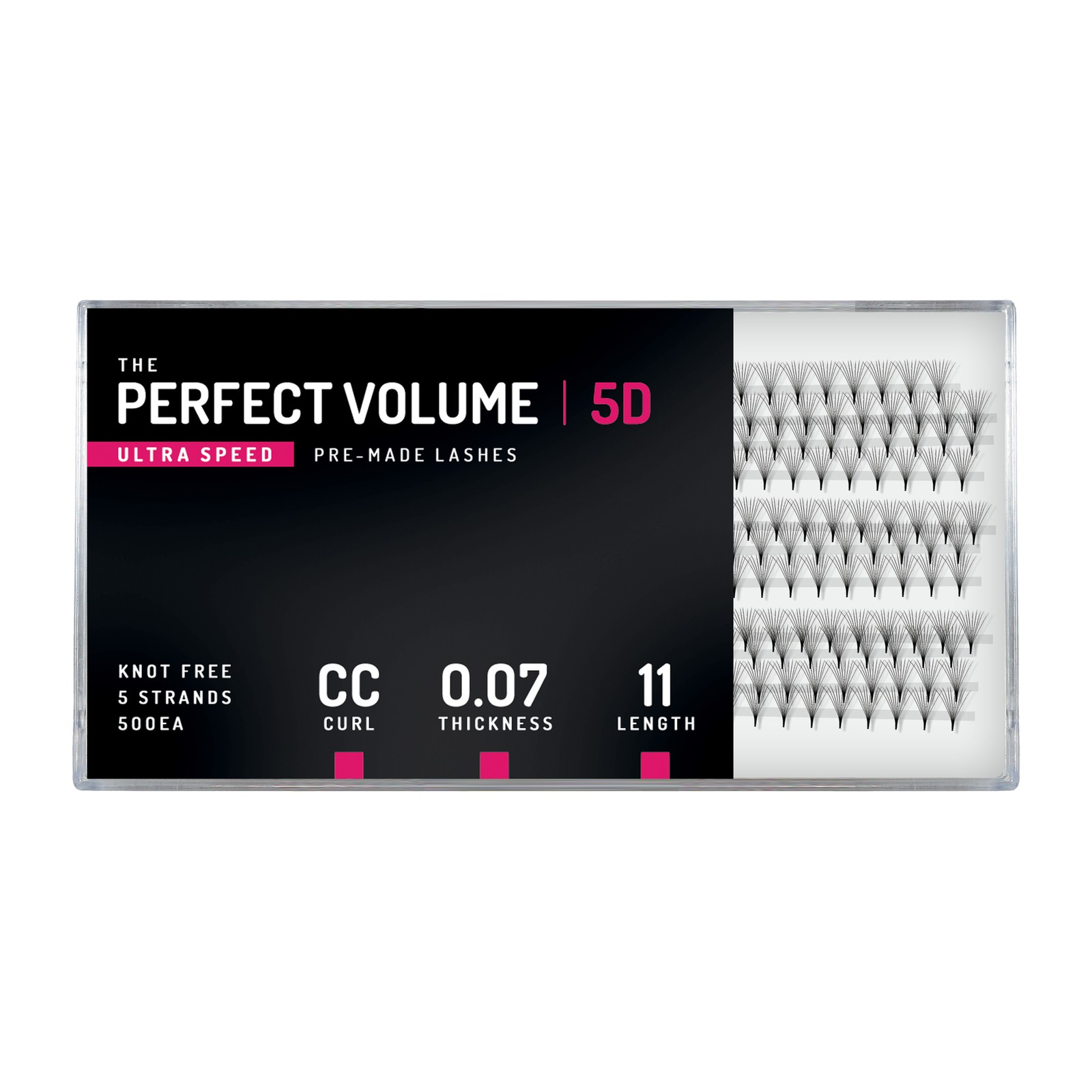 Perfect volume, ultrasnelheid -  500 stuks premade 5D -  11 mm, CC, 0,07 mm