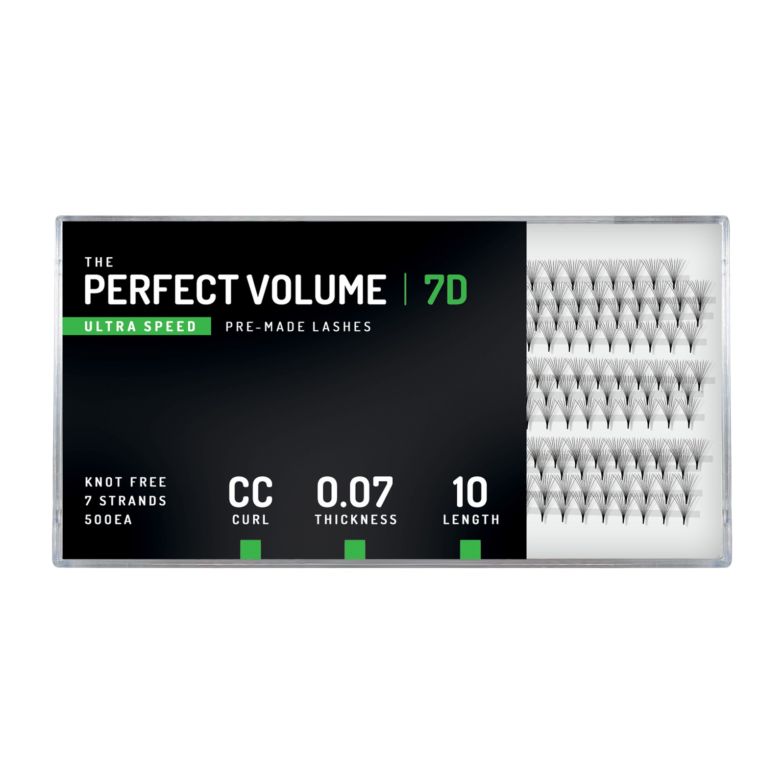 Perfect volume, ultrasnelheid -  500 stuks premade 7D -  10 mm, CC, 0,07 mm